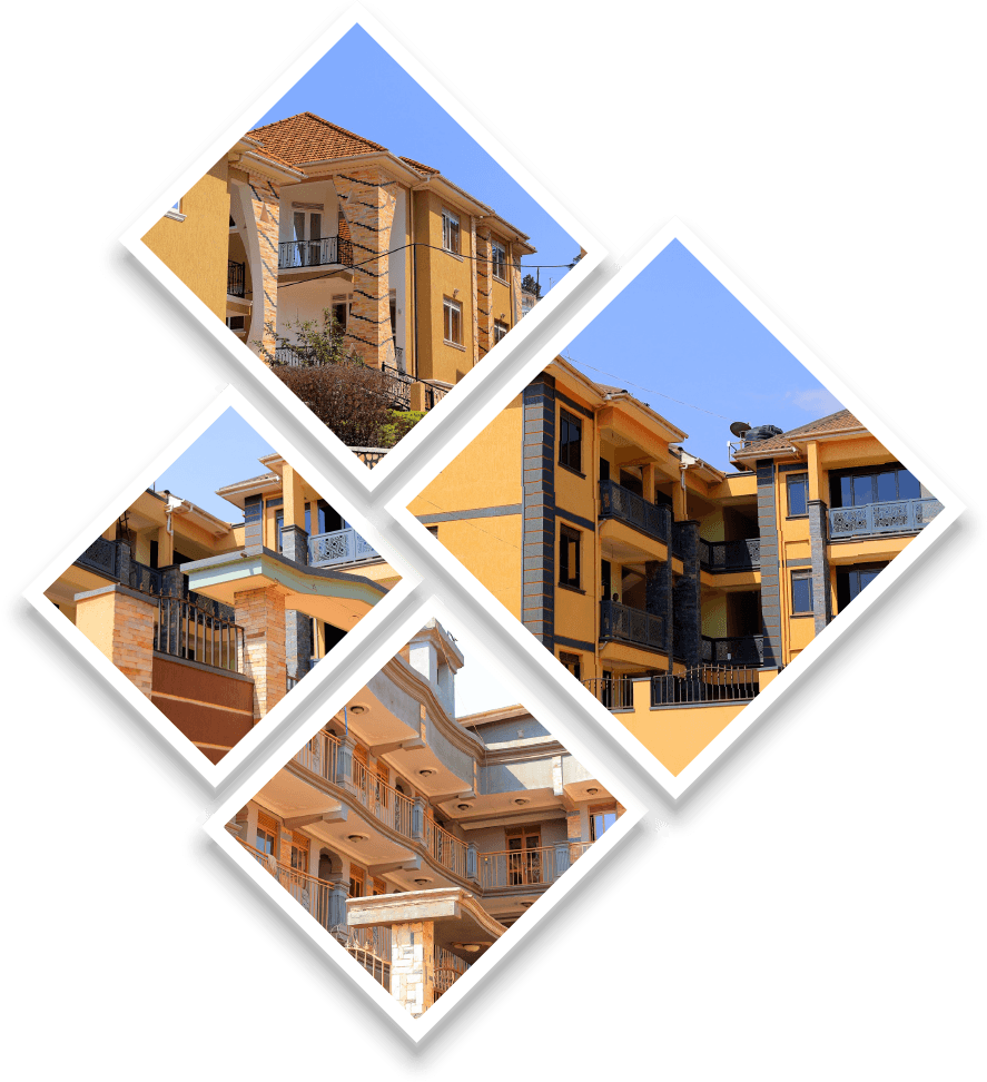 Collage of residential buildings managed by Wamato Estates in Kampala and Wakiso